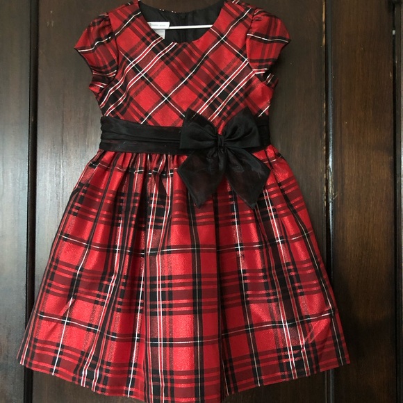 Bonnie Jean red plaid Christmas dress girls size 6 - Picture 1 of 9